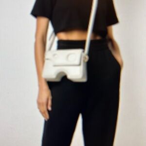 OFF-WHITE Burrow-22 Architectural Cosmic Space grey marbled Leather cross-body